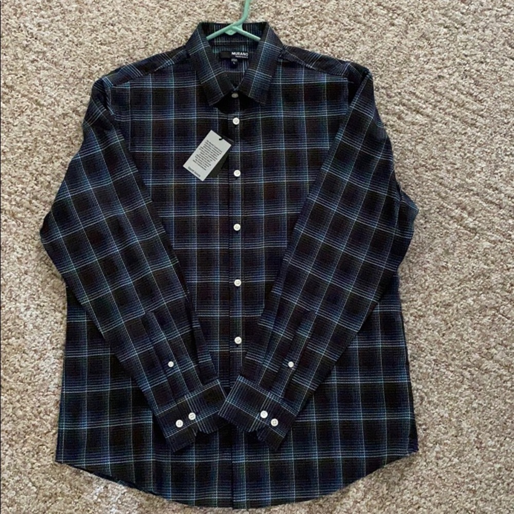 Murano Liquid Luxury mens plaid button up shirt L